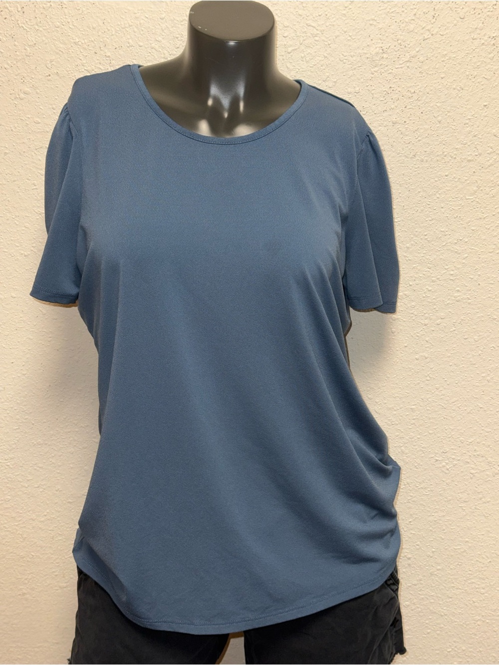 Philosophy Slate Blue Short Sleeve Crewneck Top